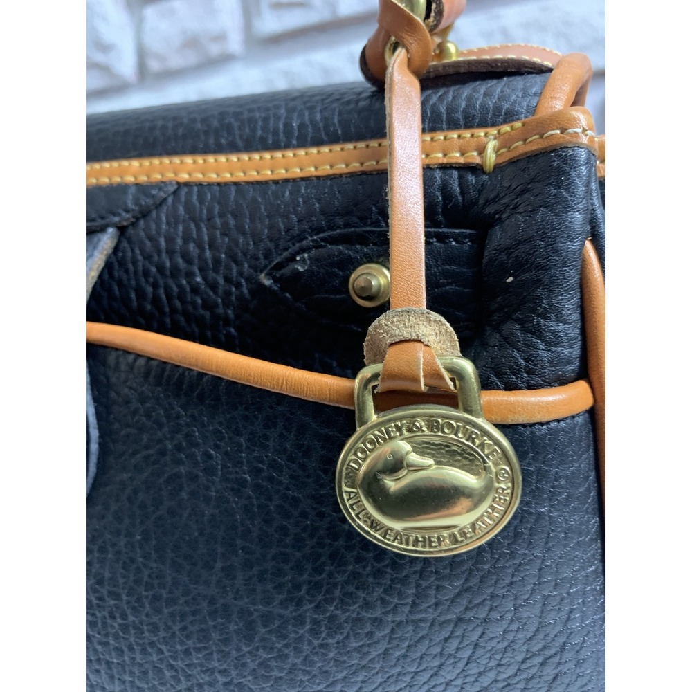 Dooney & Bourke All Weather Leather Vintage Top Handle Bag Black British Tan - Picture 5 of 15